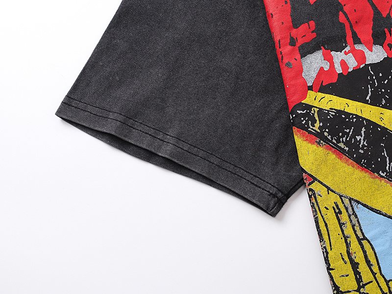MIXED EMOTION Washed Black Distressed Graphic T-Shirt ¡ª detail