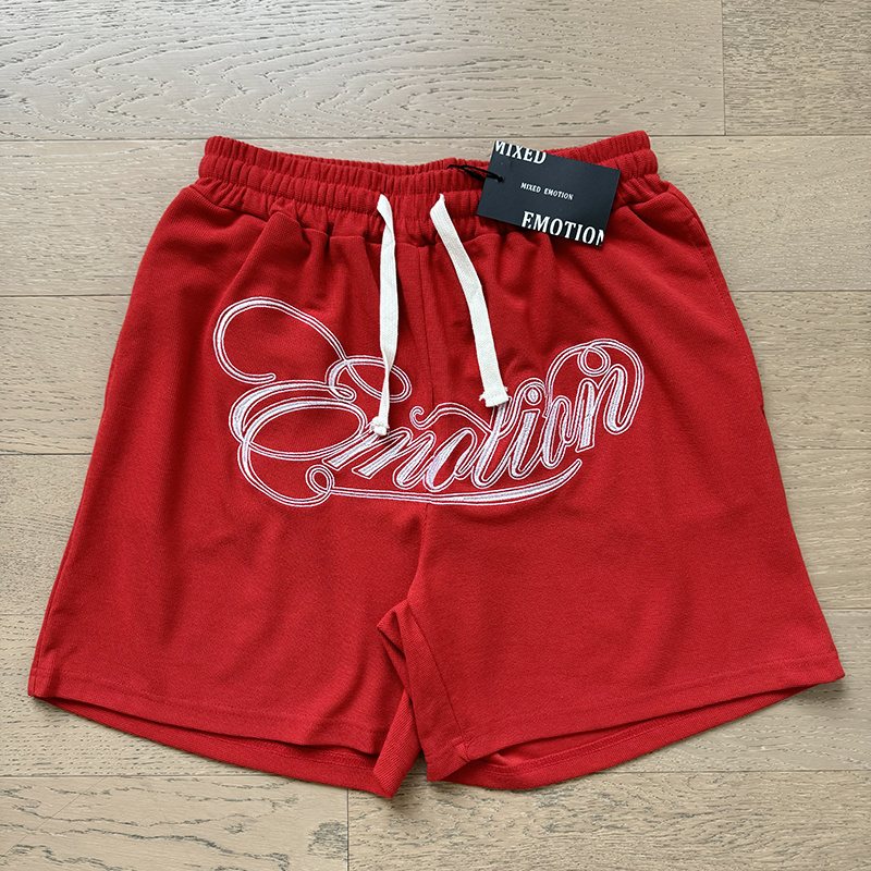MIXED EMOTION Embroidered Drawstring Shorts ¡ª front