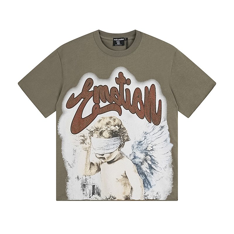 MIXED EMOTION Olive Khaki Front-and-Back Graphic T-Shirt ¡ª hero