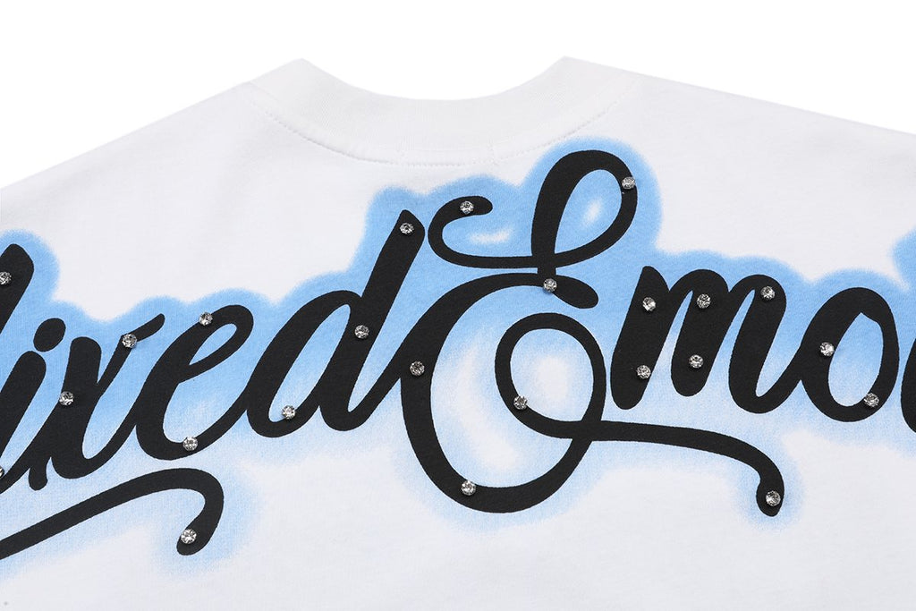 MIXED EMOTION Blue Angel Rhinestone Graphic T-Shirt ¡ª detail