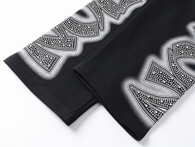MIXED EMOTION Black Ornamental Graphic Sweatpants ¡ª detail
