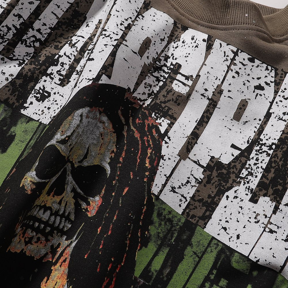 BKYS Revival No Discipline Rhinestone Skull Graphic Cropped T-Shirt ¡ª detail