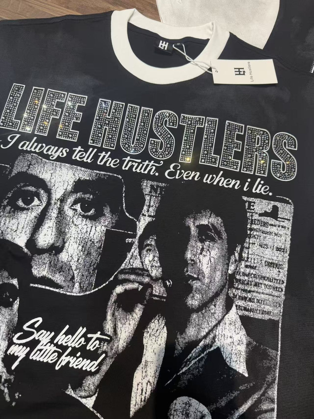 Life Hustlere Scarface-Inspired Raglan Graphic T-Shirt ¡ª hang_tag