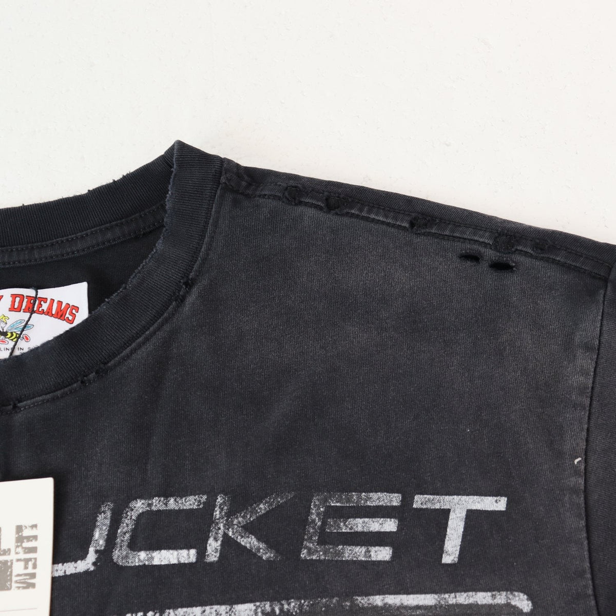 Valley Dreams Washed Black Basketball Graphic T-Shirt ¡ª neck_label