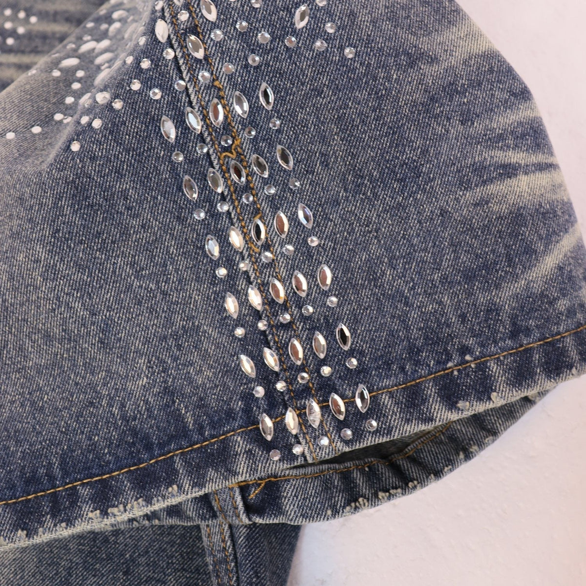 VALE SPORTS DIVISION Rhinestone Starburst Denim Shorts ¡ª detail