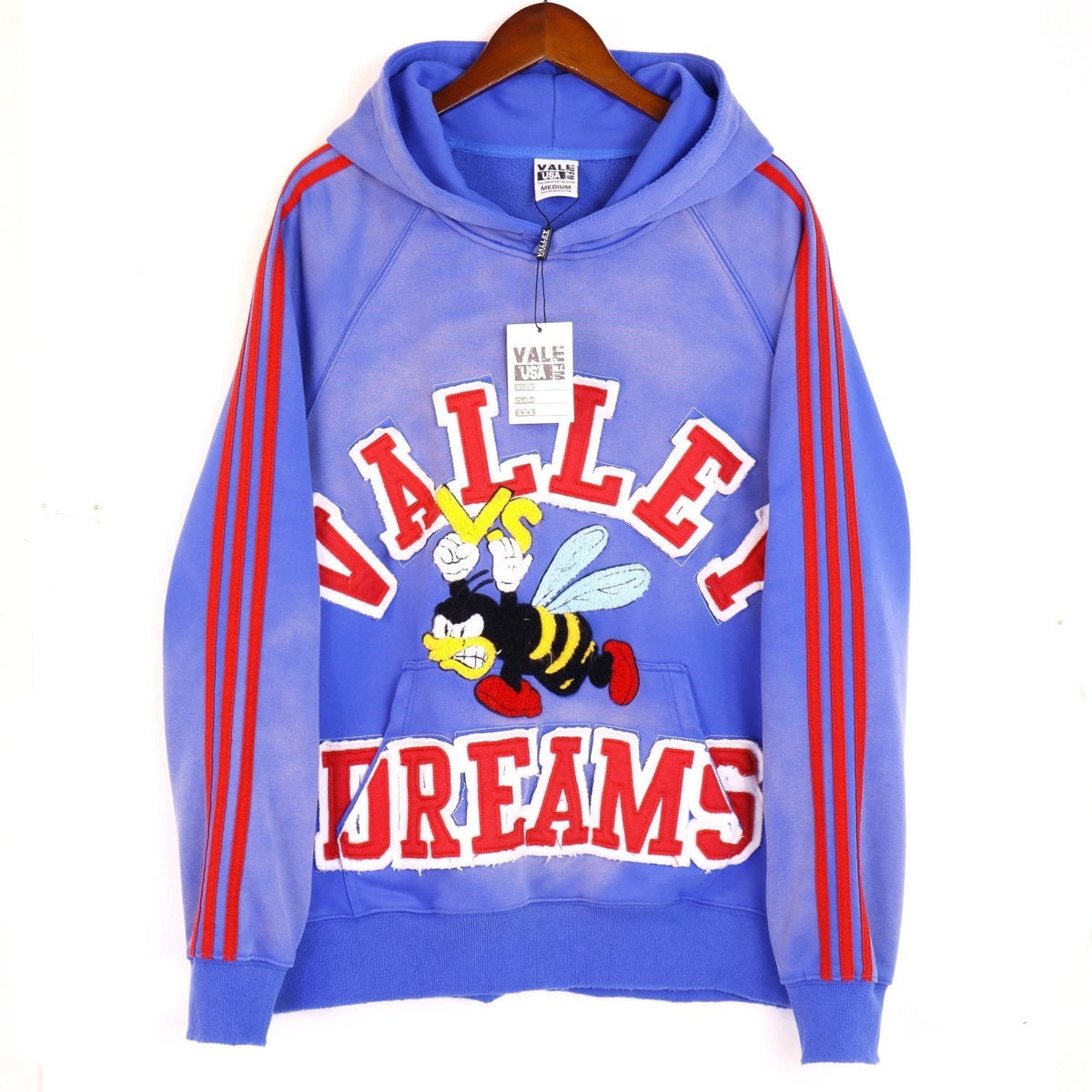 VALE USA Bee Embroidered Striped Hoodie & Sweatpants Set ¡ª front