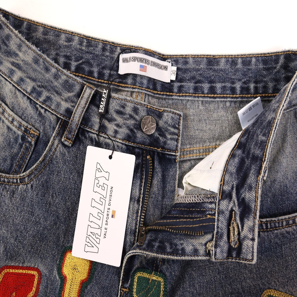 VALLEY Multicolor Embroidered Denim Shorts ¡ª hang_tag