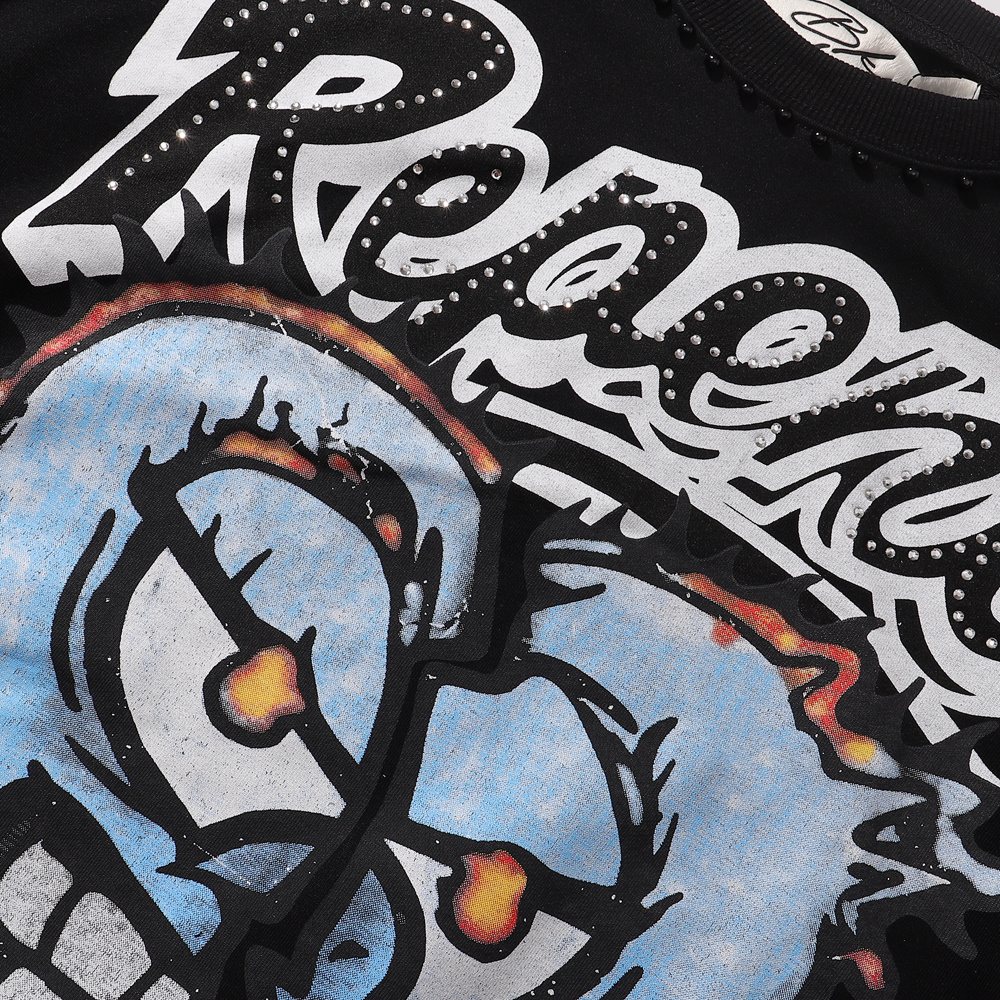 BKYS Revival Repent Skull Rhinestone Cropped T-Shirt ¡ª detail