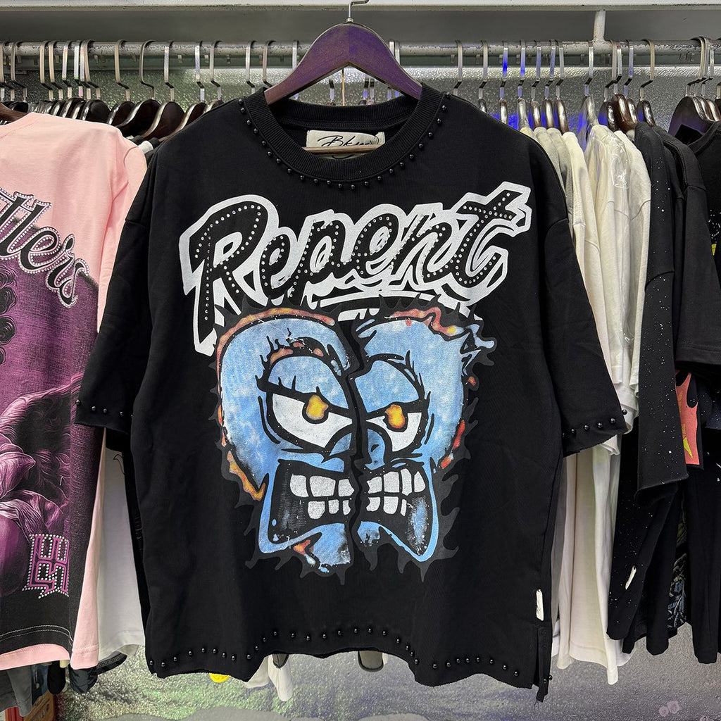 BKYS Revival Repent Skull Rhinestone Cropped T-Shirt ¡ª context