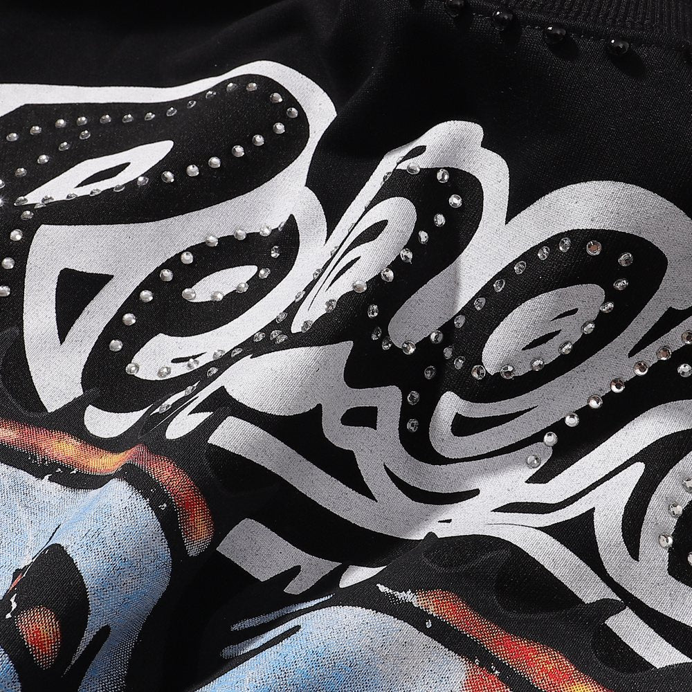 BKYS Revival Repent Skull Rhinestone Cropped T-Shirt ¡ª detail