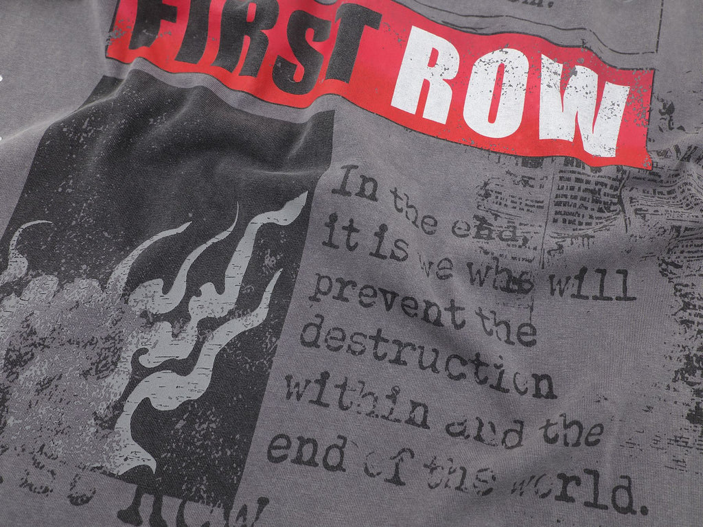 FIRST ROW Burning Flames Cropped Graphic T-Shirt ¡ª detail