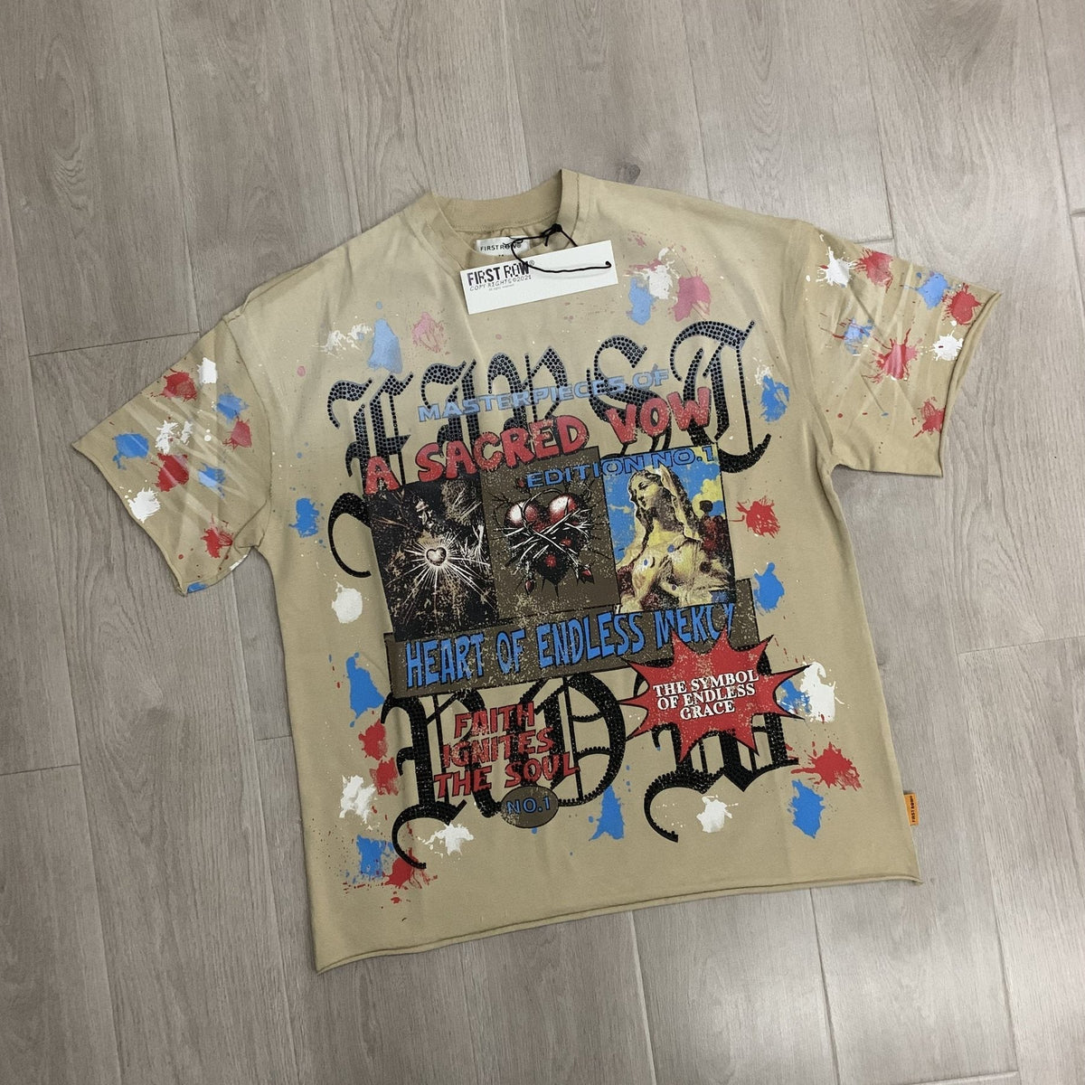 FIRST ROW A Sacred Vow Graphic T-Shirt - Beige ¡ª front