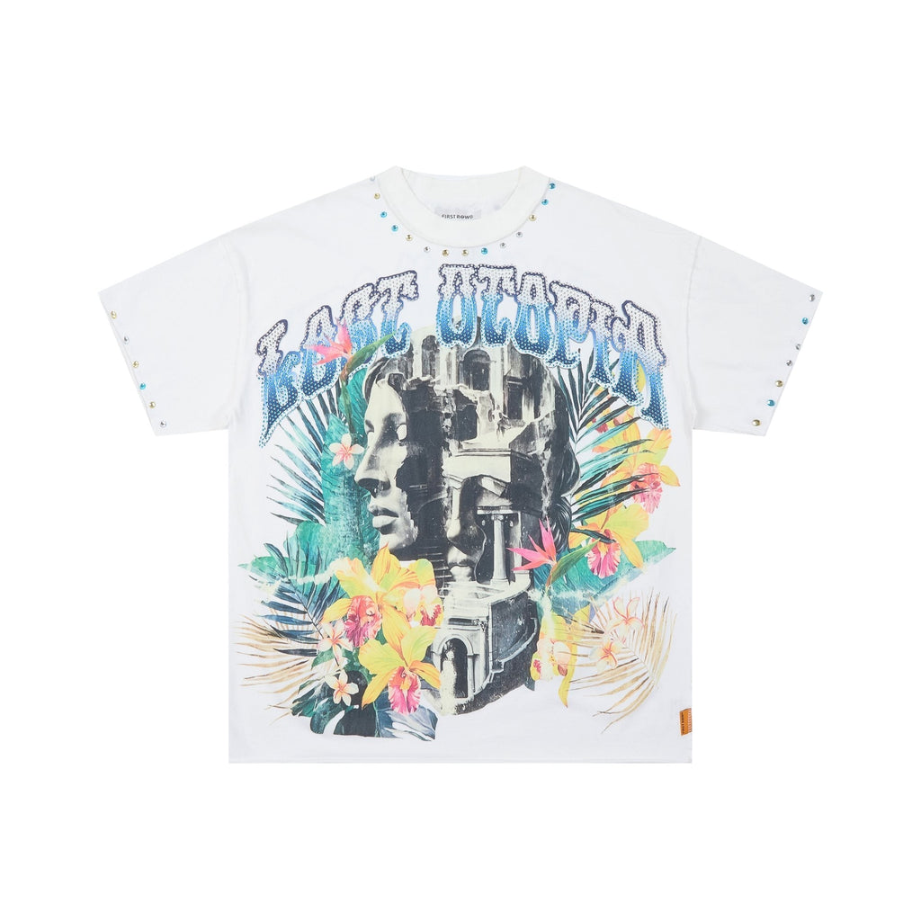 FIRST ROW Tropical Statue Rhinestone Graphic T-Shirt ¡ª hero