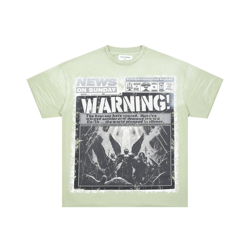 FIRST ROW Breaking News Warning From Heaven Cropped T-Shirt ¡ª front