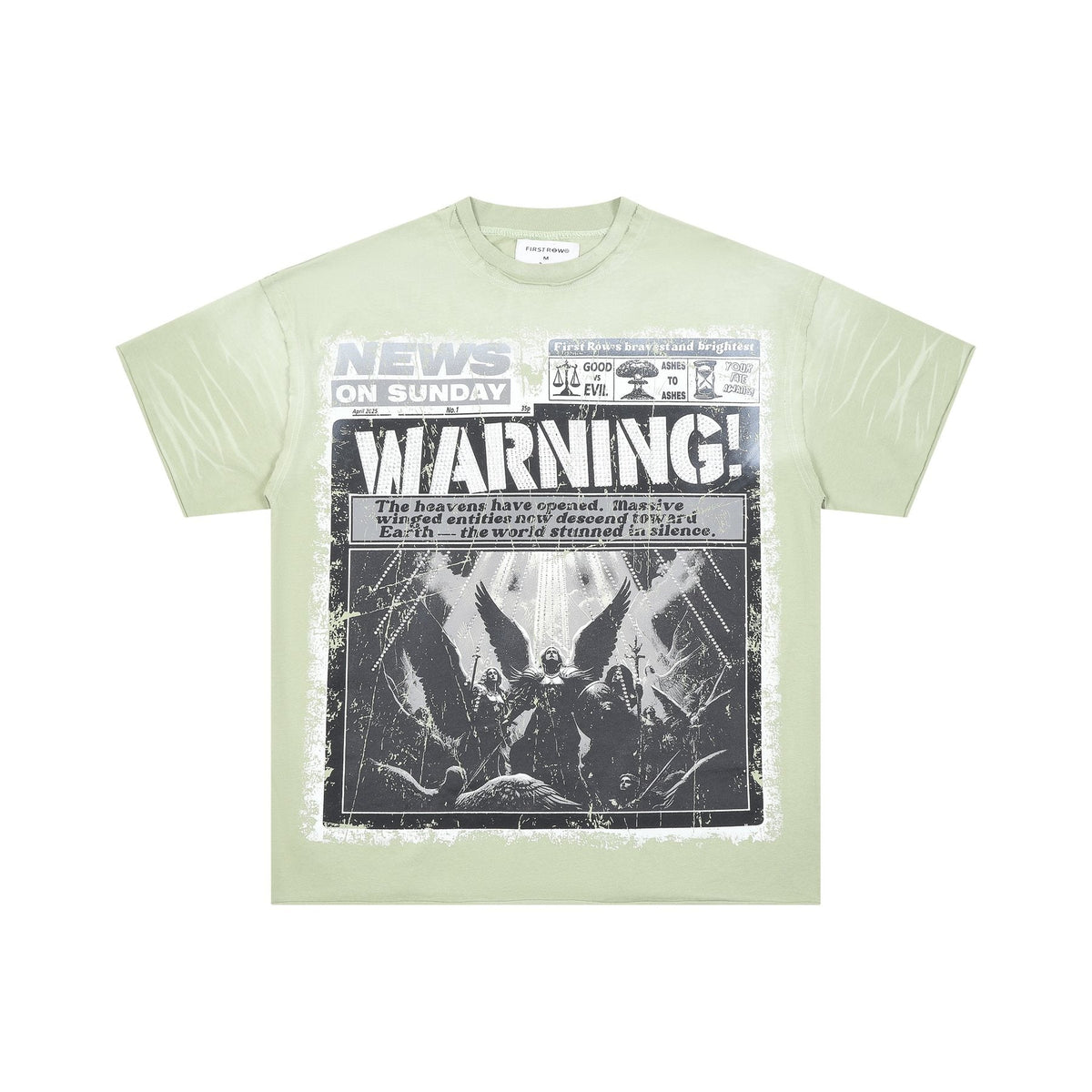 FIRST ROW Breaking News Warning From Heaven Cropped T-Shirt ¡ª front