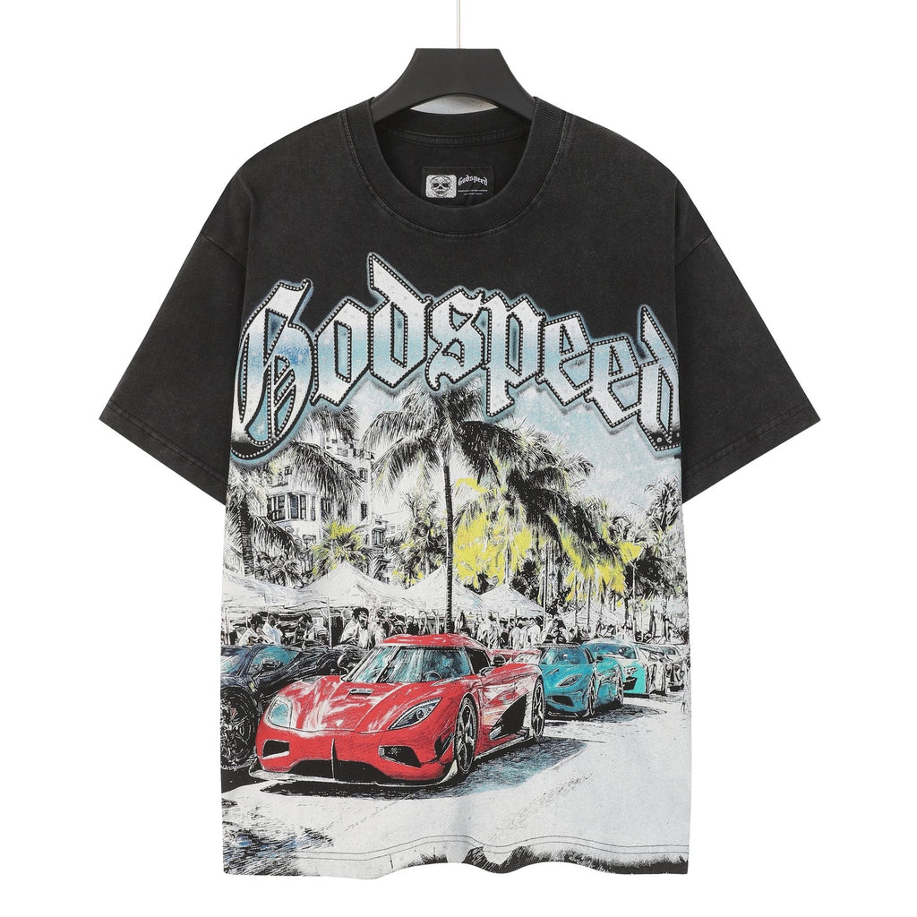 Godspeed Washed Black Rock Graphic T-Shirt ¡ª front