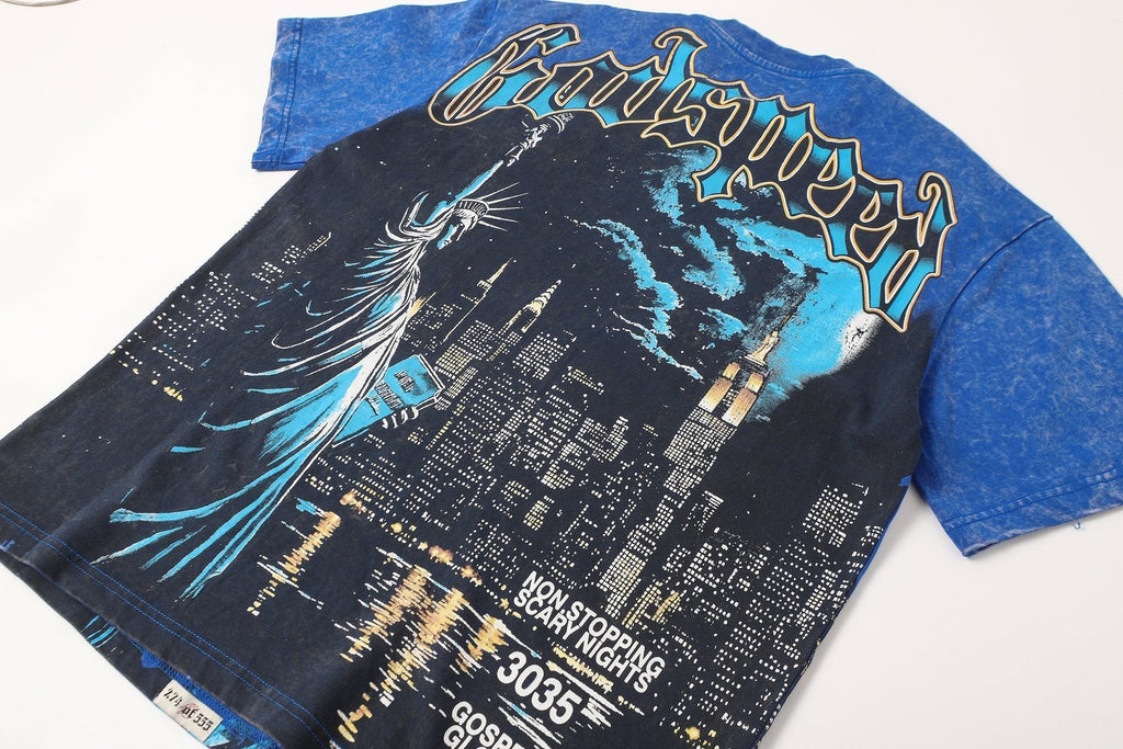 Godspeed Statue of Liberty Skyline Graphic T-Shirt ¡ª detail
