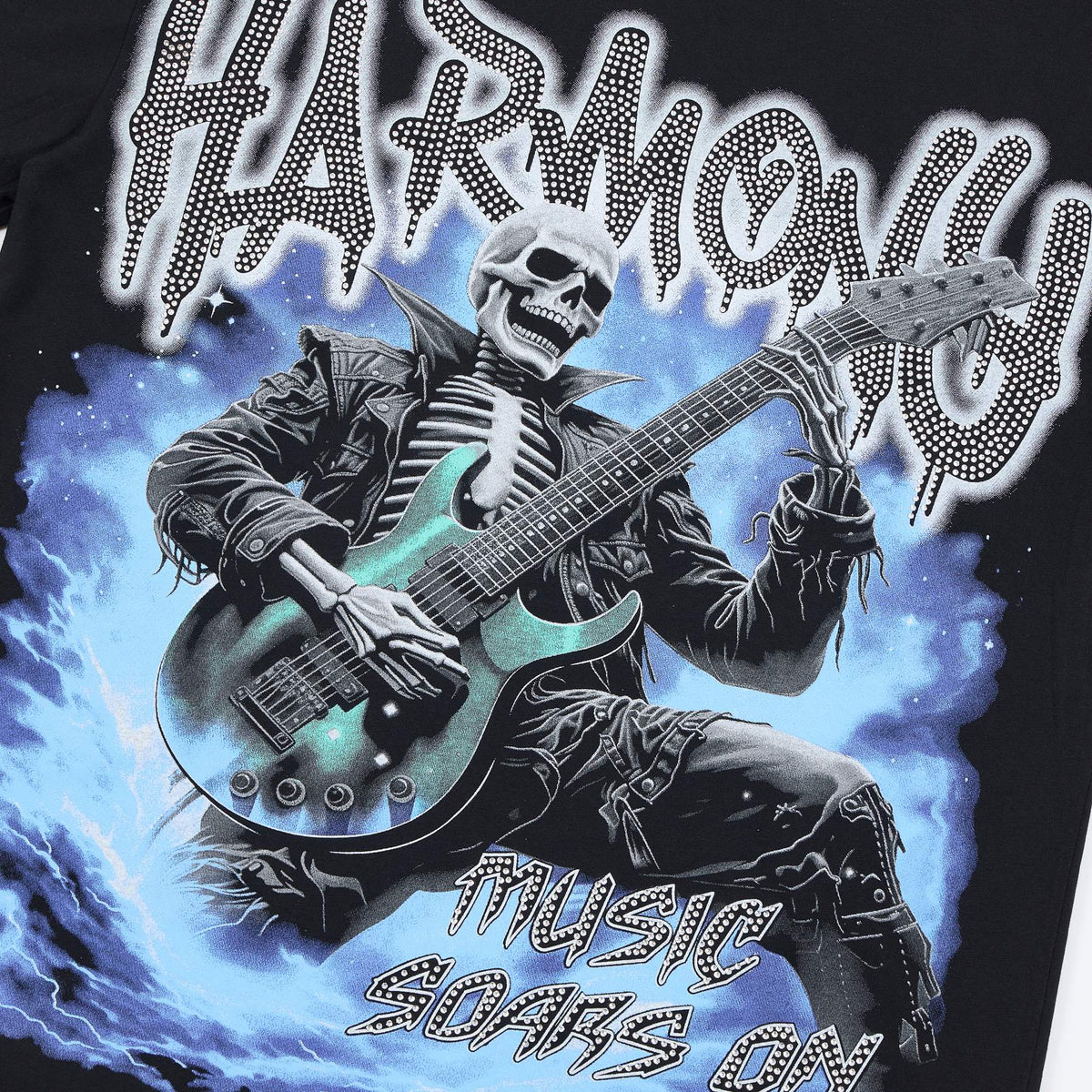 HARMONY Skeleton Guitar Graphic T-Shirt ¡ª detail