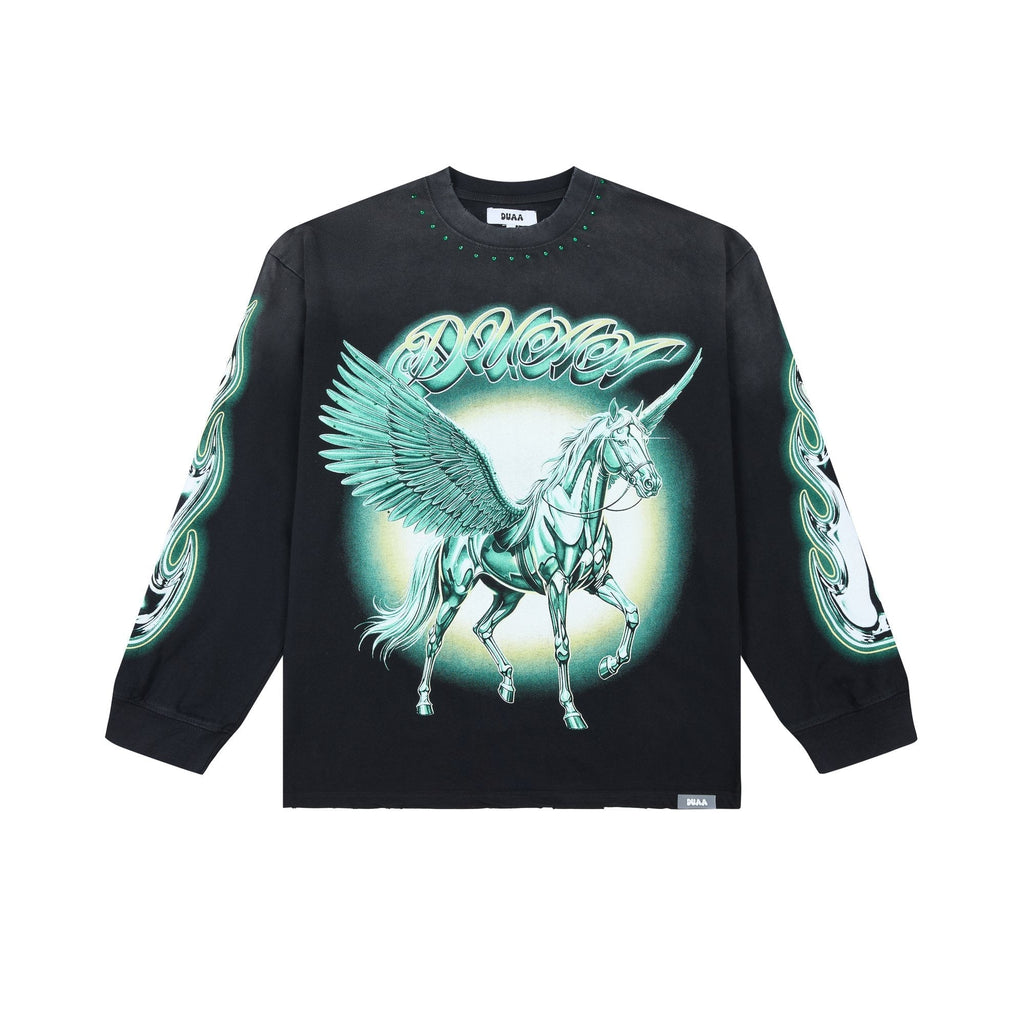 DUAA Pegasus Rhinestone Long-Sleeve T-Shirt ¡ª hero