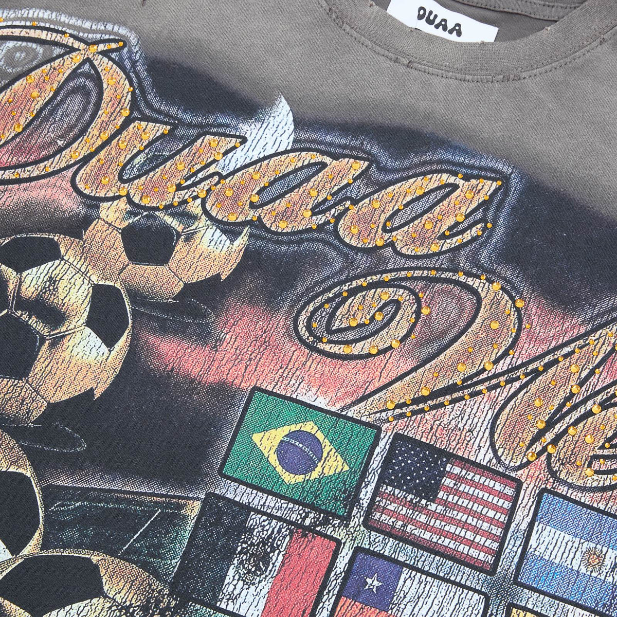 DUAA WC 93 Soccer Flag Distressed Graphic T-Shirt ¡ª detail