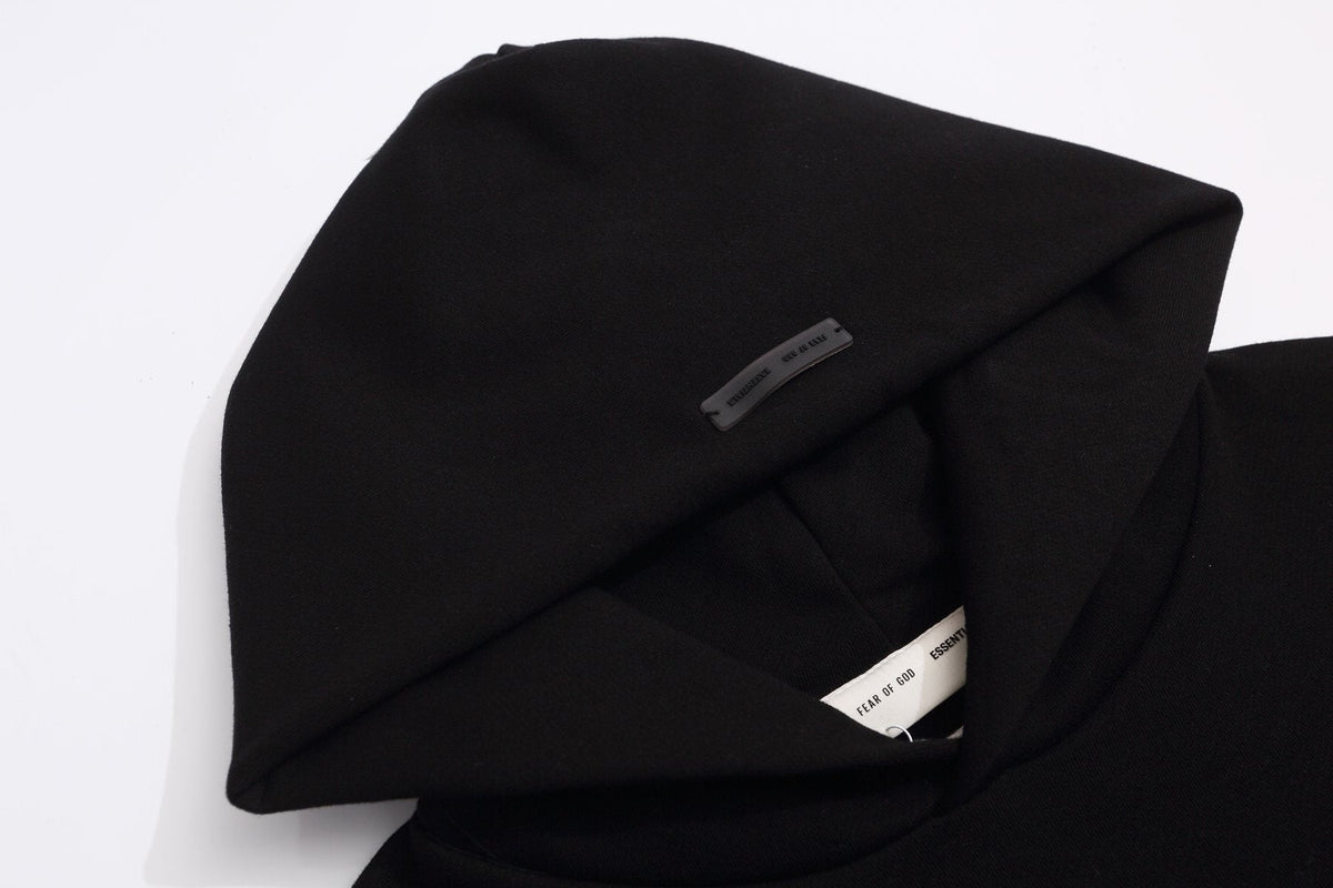 Fear of God Essentials Black Front Graphic Hoodie ¡ª detail