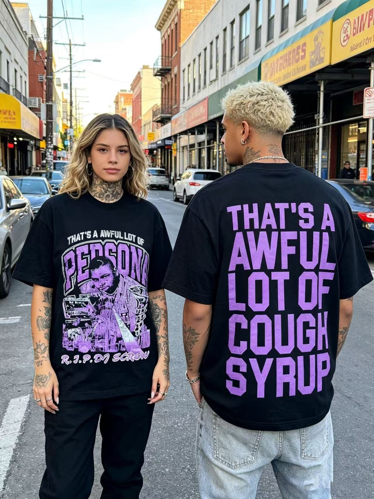 THAT'S A AWFUL LOT OF COUGH SYRUP Black Graphic Short-Sleeve T-Shirt ¡ª context