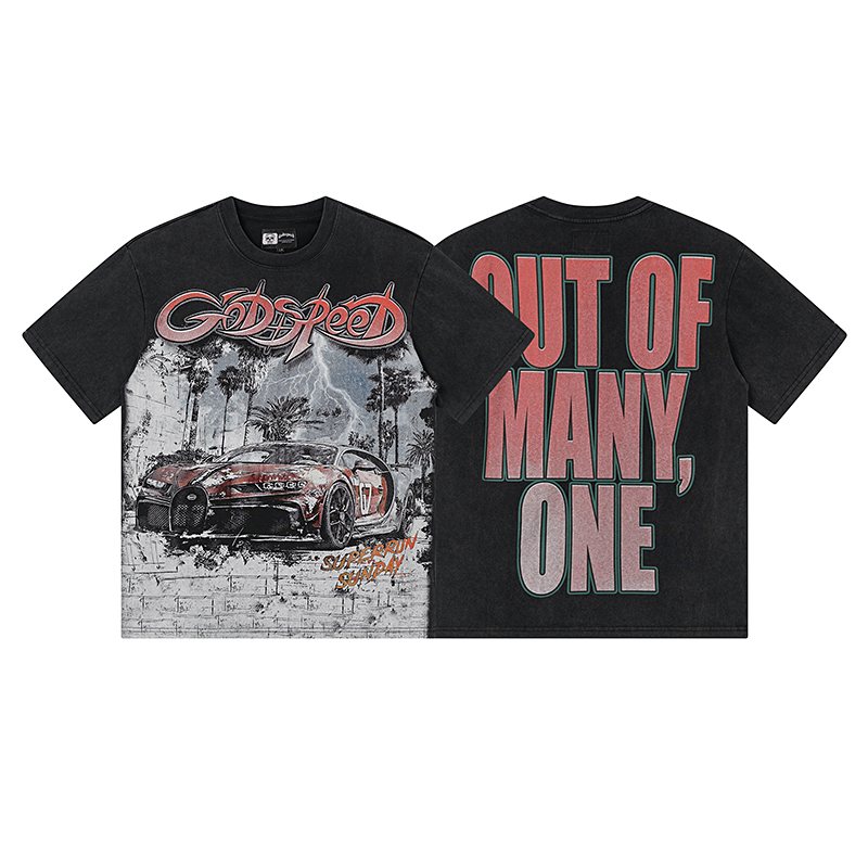 Godspeed Super Run Sunday Car Graphic Short-Sleeve T-Shirt ¡ª hero