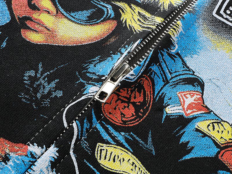 MIXED EMOTION Skateboard Graphic Zip Hoodie - Gray ¡ª detail