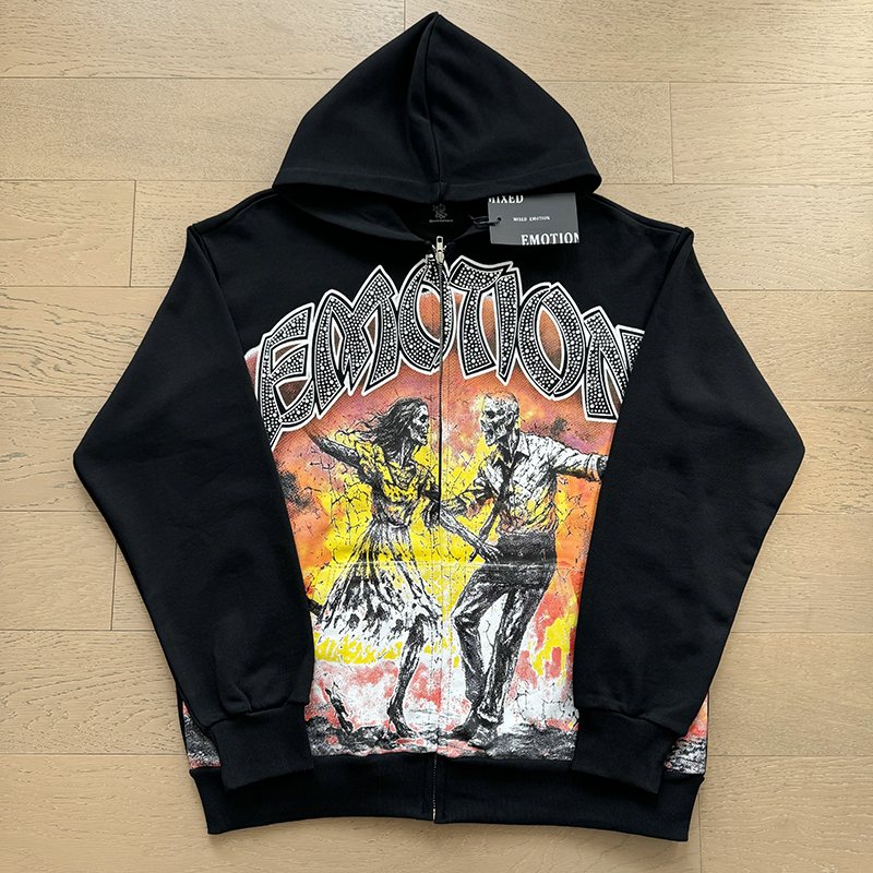 MIXED EMOTION Dancing Figure Zip-Up Hoodie ¡ª front