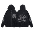 MIXED EMOTION Rhinestone Graphic Zip-Up Hoodie ¡ª hero