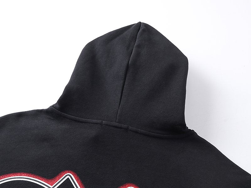 Mixed Emotion Black Zip-Up Graphic Hoodie ¡ª detail