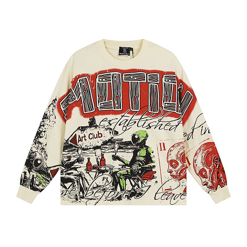 MIXED EMOTION Cream Graffiti Graphic Long-Sleeve T-Shirt ¡ª hero