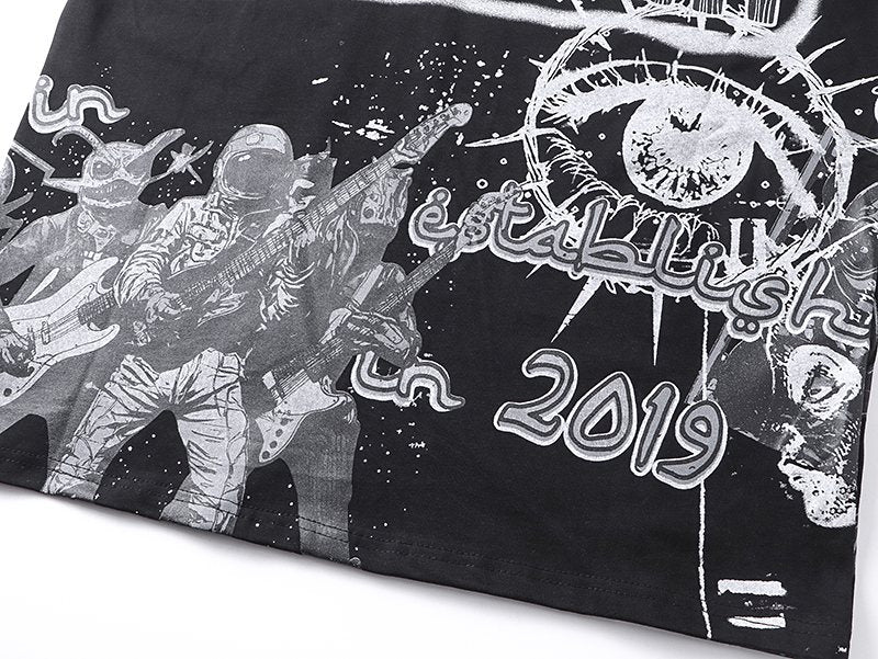 MIXED EMOTION Black All-Over Graphic Long-Sleeve T-Shirt ¡ª detail