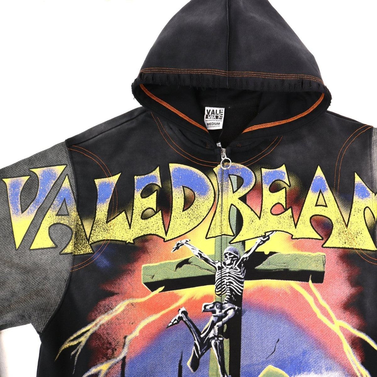 VALE USA Valley of the Damned Skeleton Graphic Zip Hoodie ¡ª front