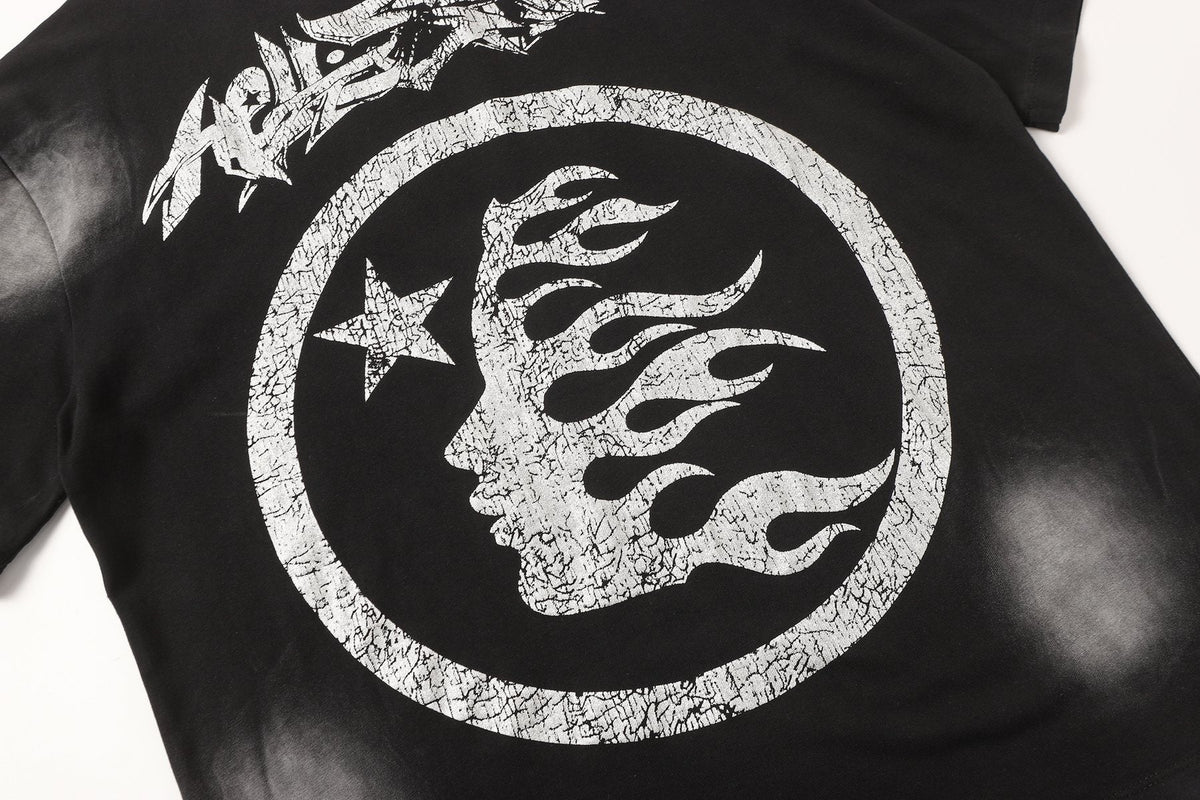 HELISTAR Distressed Silver Graphic T-Shirt ¡ª detail