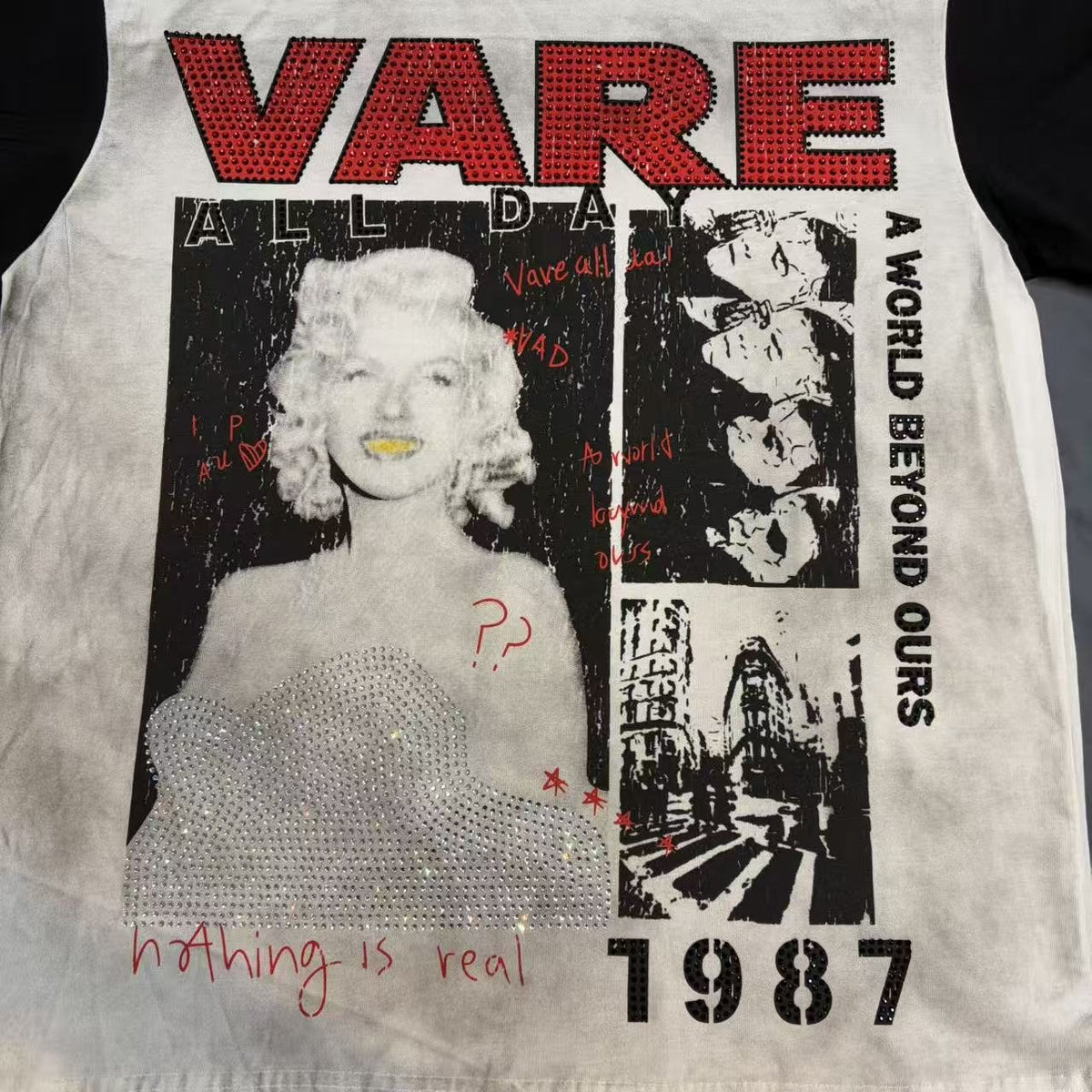 VARE ALL DAY Washed Contrast-Sleeve Graphic T-Shirt ¡ª detail