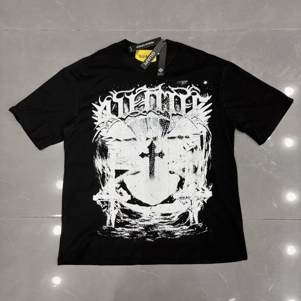 GUAPI Distressed Rhinestone Graphic T-Shirt ¡ª front