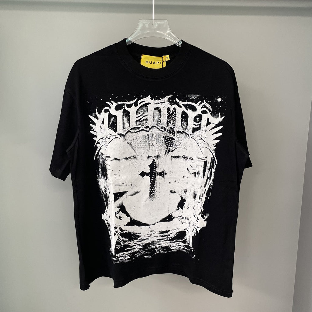 GUAPI Distressed Rhinestone Graphic T-Shirt ¡ª hero
