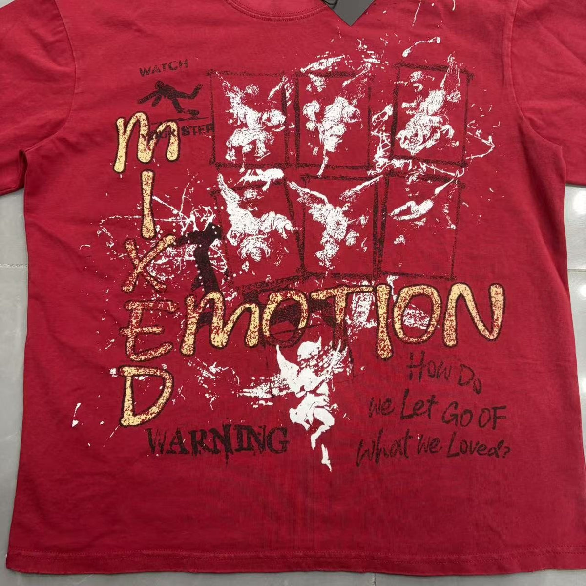 Mixed Emotion Warning Graphic Short-Sleeve T-Shirt ¡ª detail