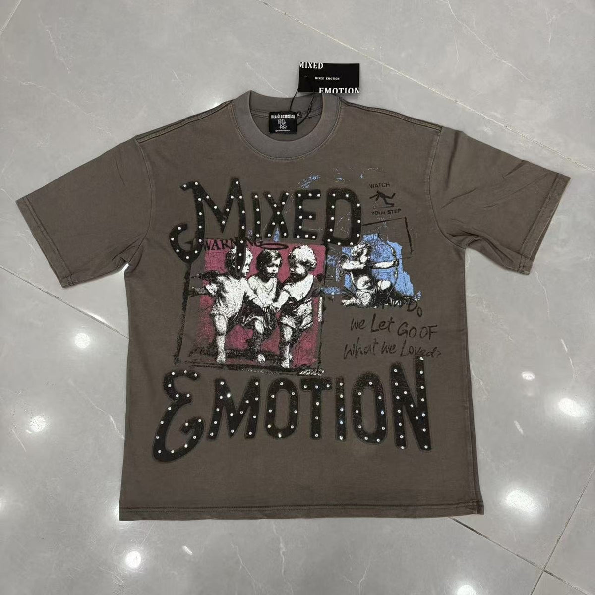 Mixed Emotion Warning Graphic Short-Sleeve T-Shirt ¡ª front