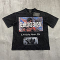 MIXED EMOTION Rhinestone Graphic Acid-Wash T-Shirt ¡ª hero
