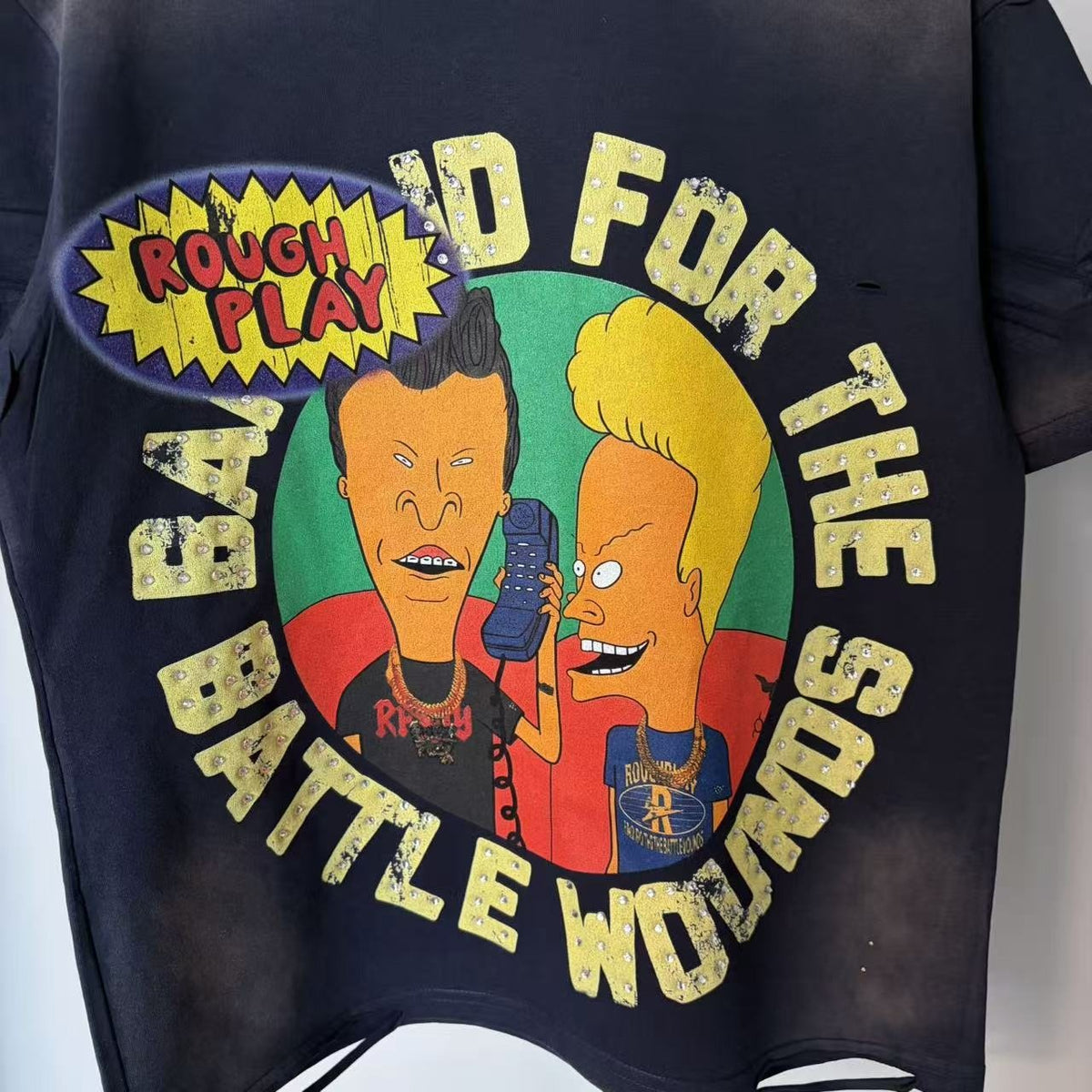 Rough Play Battle Wounds Graphic T-Shirt - Black ¡ª detail