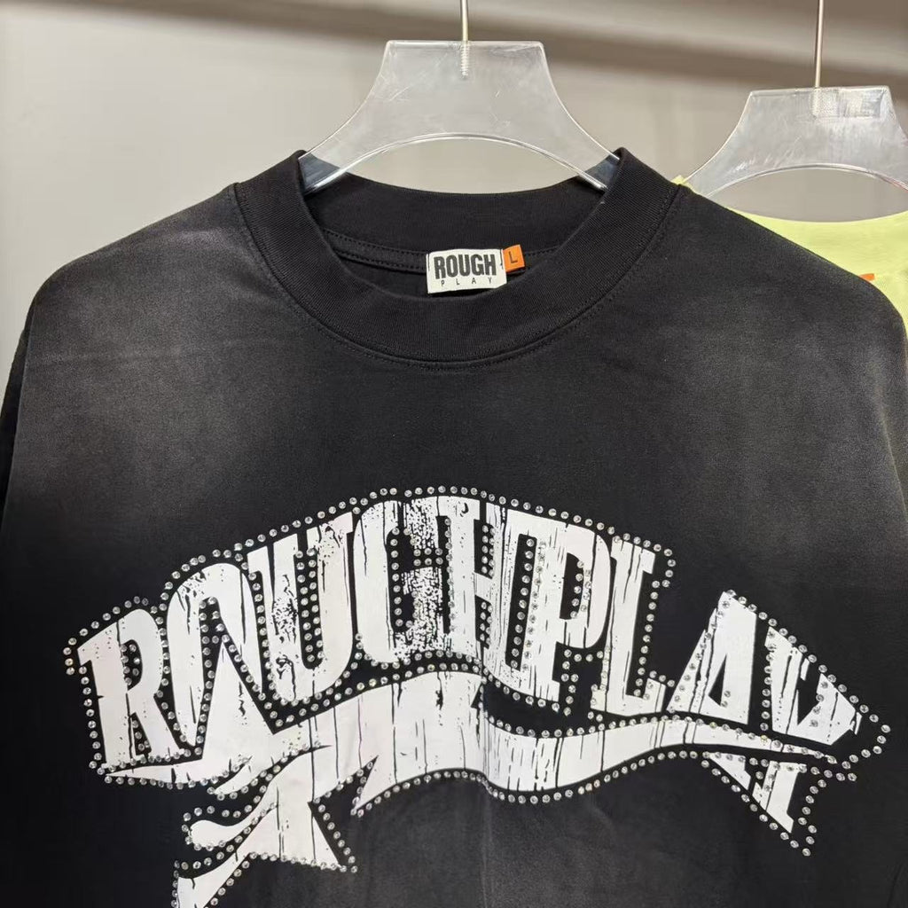 Rough Play Rhinestone Letter Graphic T-Shirt ¡ª hero