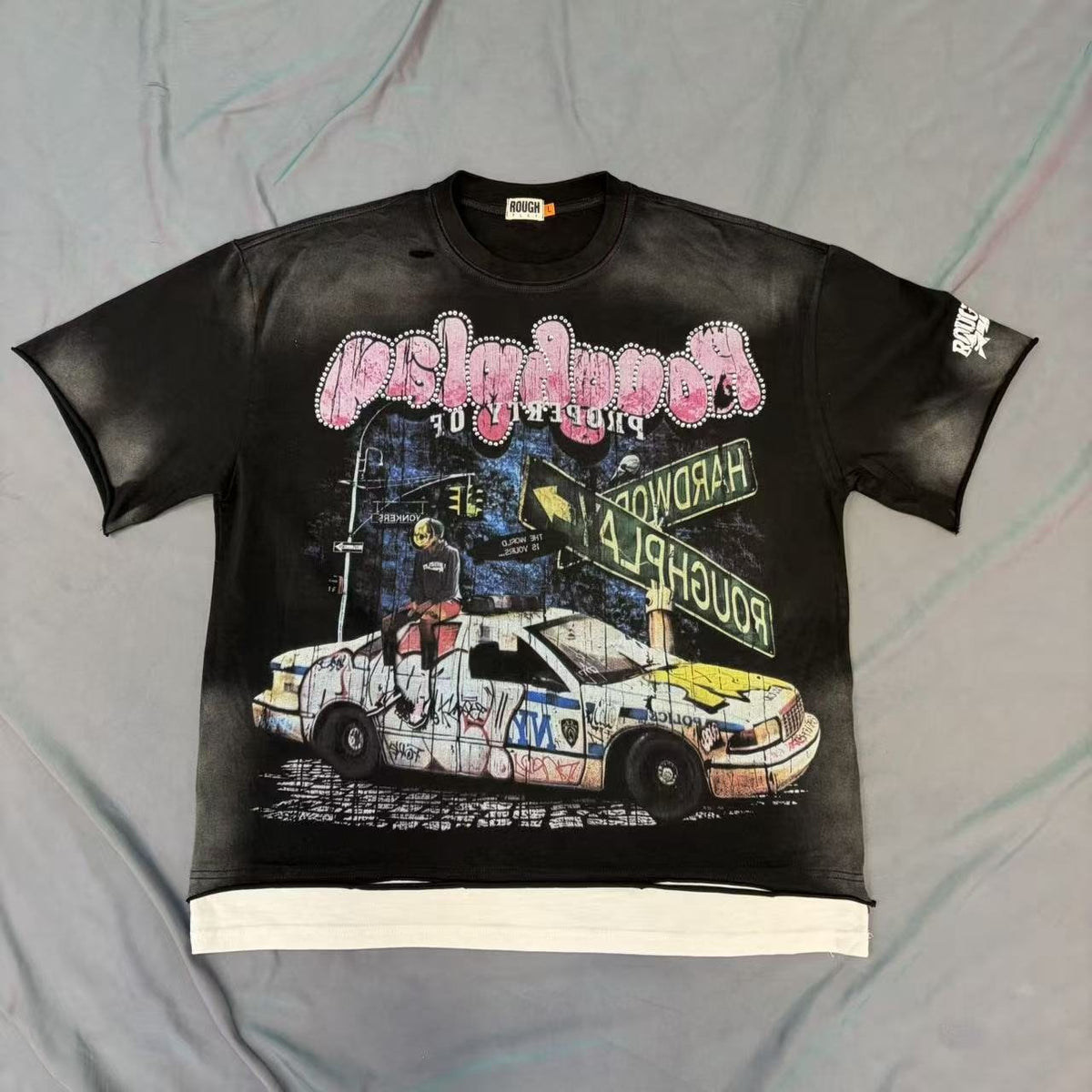 Rough Play Car & Road Sign Graphic T-Shirt ¡ª front