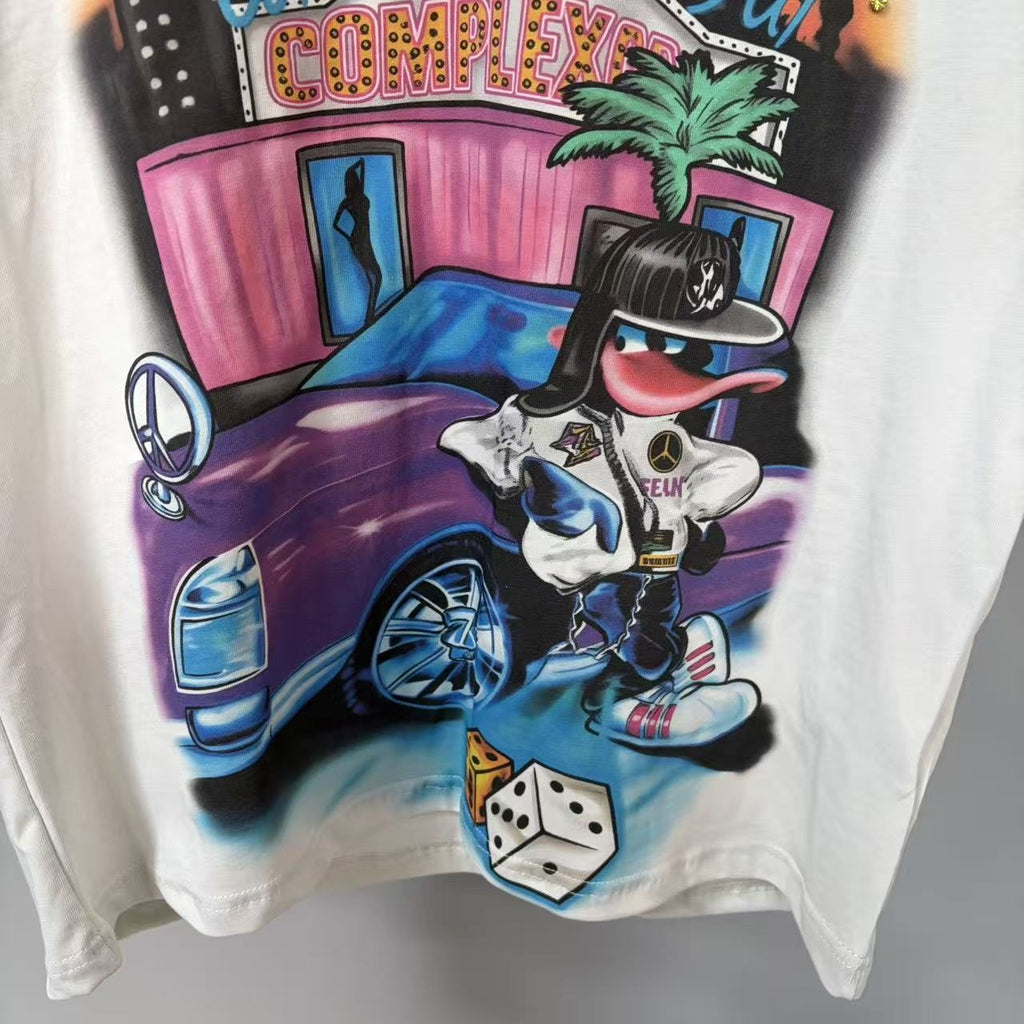 TRIPLE SEVENS Cream Rhinestone Graphic Short-Sleeve T-Shirt ¡ª detail