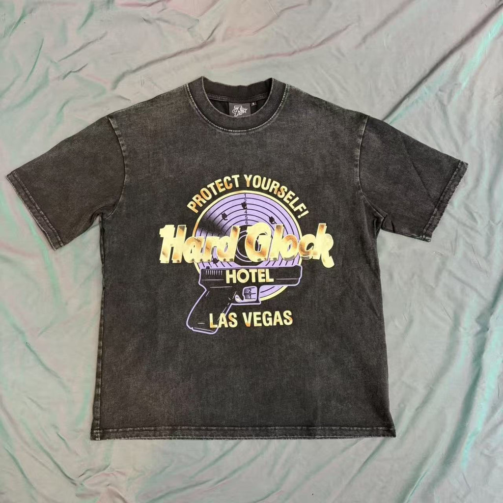 TRIPLE SEVENS Hard Glock Hotel Las Vegas Washed Graphic T-Shirt ¡ª front