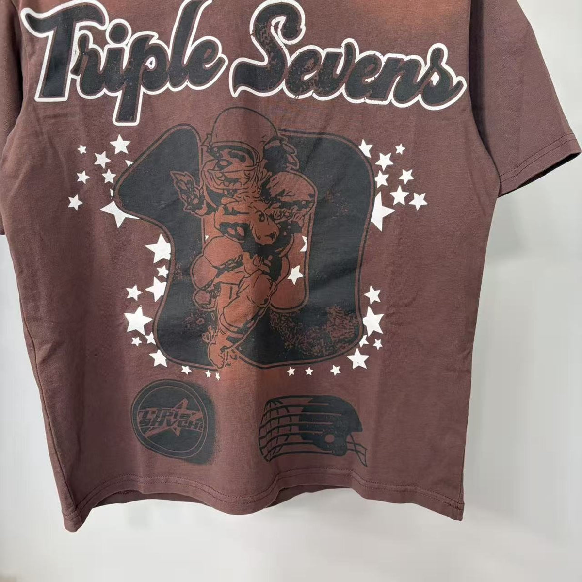 Triple Sevens Brown Front & Back Graphic T-Shirt ¡ª detail