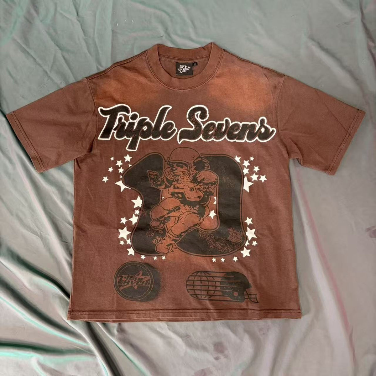 Triple Sevens Brown Front & Back Graphic T-Shirt ¡ª front