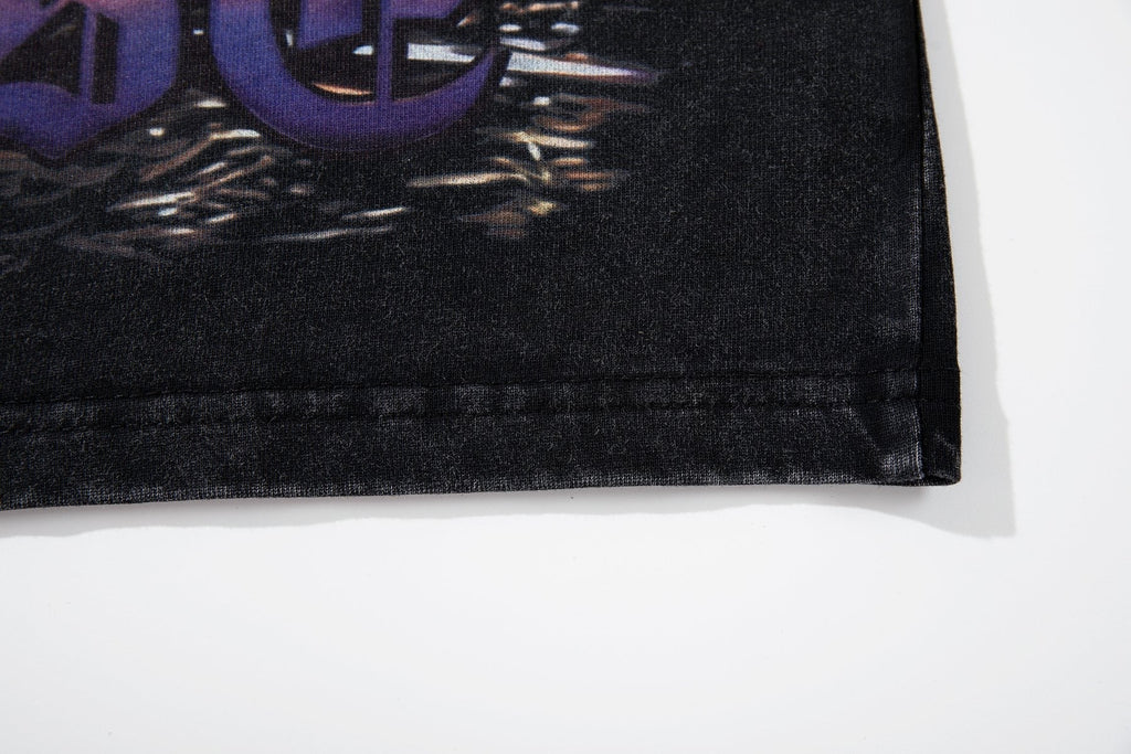 MAJESTIK Washed Black Rhinestone Graphic T-Shirt ¡ª detail