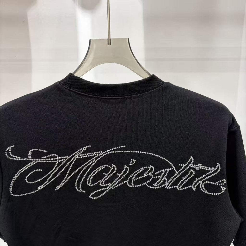 MAJESTIK Rhinestone-Style Script Graphic T-Shirt ¡ª detail